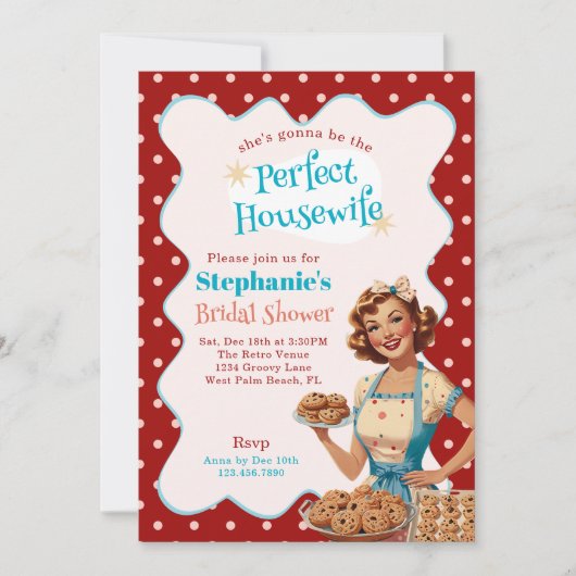 1950s The Perfect Housewife Retro Bridal Shower Kaart (Voorkant)