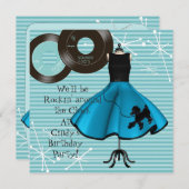 1950's Thema Verjaardagsfeest Kaart (Voorkant / Achterkant)