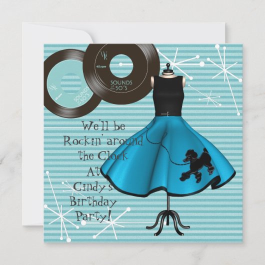 1950's Thema Verjaardagsfeest Kaart (Voorkant)