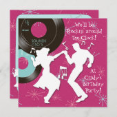 1950's Thema Verjaardagsfeest Kaart (Voorkant / Achterkant)