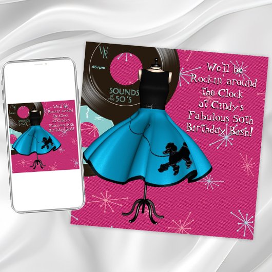 1950's Thema Verjaardagsfeest Kaart