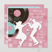 1950's Thema Verjaardagsfeest Kaart (Voorkant / Achterkant)