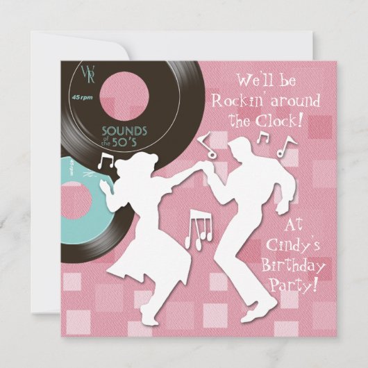 1950's Thema Verjaardagsfeest Kaart (Voorkant)