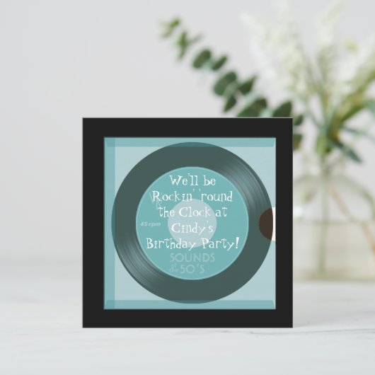 1950's Thema Verjaardagsfeest Uitnodigingen (Staand voorkant)