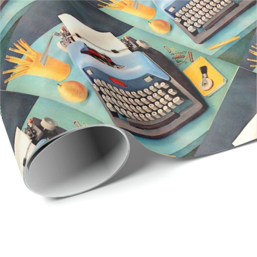 1950s typemachine en afbeelding cadeaupapier (Rol Hoek)