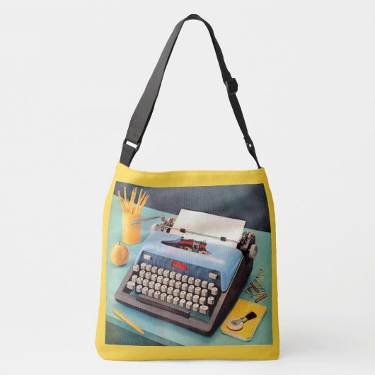 1950s typemachine en afbeelding crossbody tas (Achterkant)