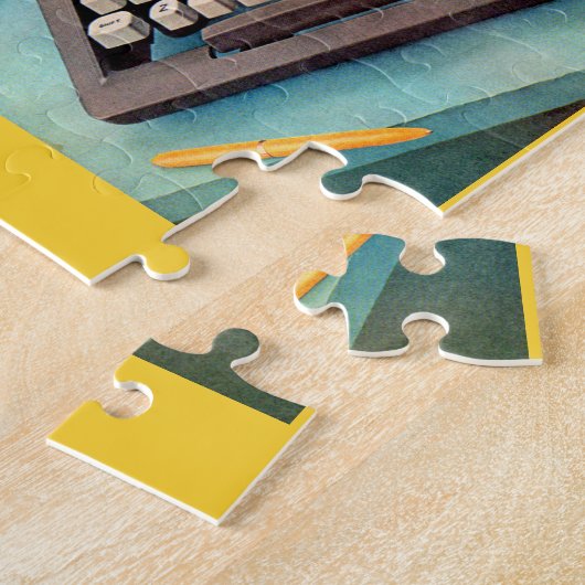 1950s typemachine en afbeelding legpuzzel (Zijkant)