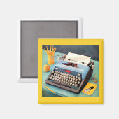 1950s typemachine en afbeelding magneet (Voorkant / Achterkant)