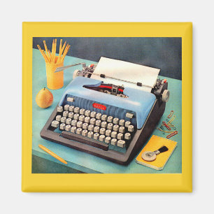 1950s typemachine en afbeelding magneet