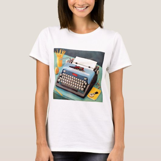 1950s typemachine en afbeelding t-shirt (Voorkant)