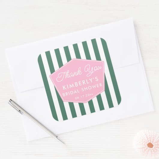 1950s Vakantie Roze en Groen Vrijgezellenfeest Fav Vierkante Sticker (Envelop)