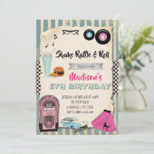 1950s verjaardagsfeest uitnodiging (Staand voorkant)