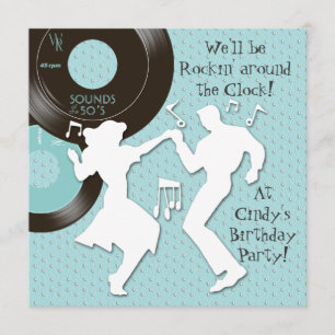 1950's verjaardagsfeest uitnodiging