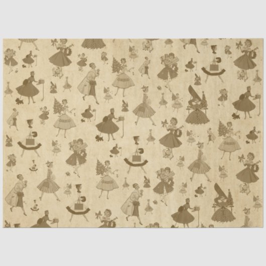 1950's Vintage Kerst Serie Ontwerp 3 Tissuepapier (Voorkant)
