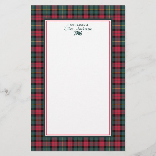 1950s Vintage Kerstmis Plaid Gepersonaliseerd Briefpapier (Voorkant)