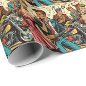 1950s Vintage Rock and Roll Strips Cadeaupapier (Rol Hoek)