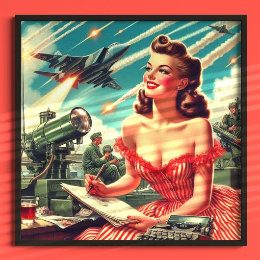 1950s  vrouw illustratie poster