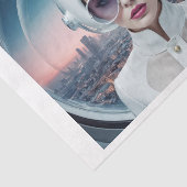 1950s vrouw in grote glazen en plexiglas tissuepapier (Detail)