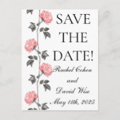 1950's Wallpaper Rozen Bruiloft Save-the-Date Briefkaart (Voorkant)