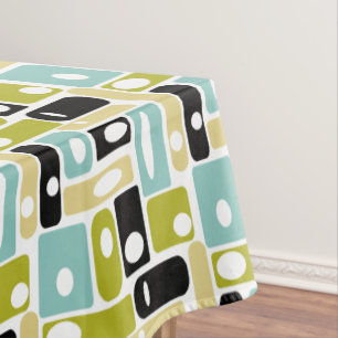 1950's Yellow Aqua Green Rectangles Mid Century Tafelkleed