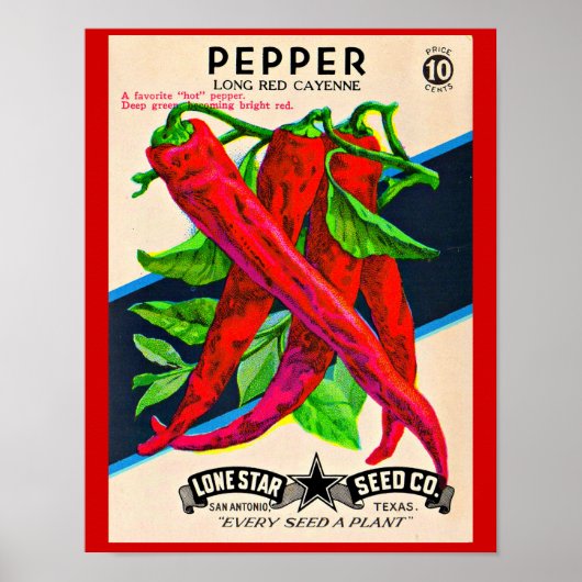 1950s zaadpakket kayenne peper print (Voorkant)