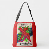 1950s zaadpakket kayenne peper print crossbody tas (Achterkant)