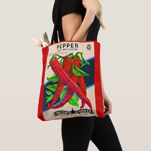 1950s zaadpakket kayenne peper print tote bag (Dichtbij)