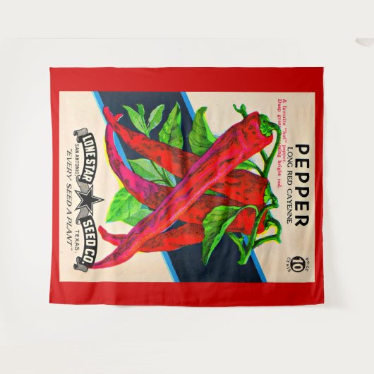 1950s zaadpakket kayenne peper print wandkleed (Voorkant (horizontaal))