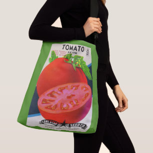 1950s zaadpakket tomaten afdrukken crossbody tas