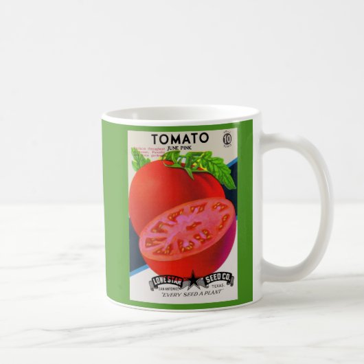 1950s zaadpakket tomaten afdrukken koffiemok (Rechts)