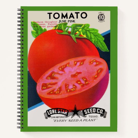 1950s zaadpakket tomaten afdrukken notitieboek (Voorkant)