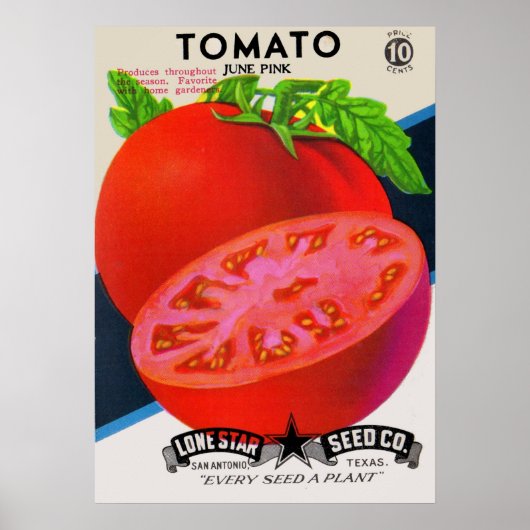 1950s zaadpakket tomaten afdrukken poster (Voorkant)