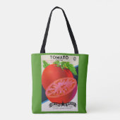 1950s zaadpakket tomaten afdrukken tote bag (Achterkant)