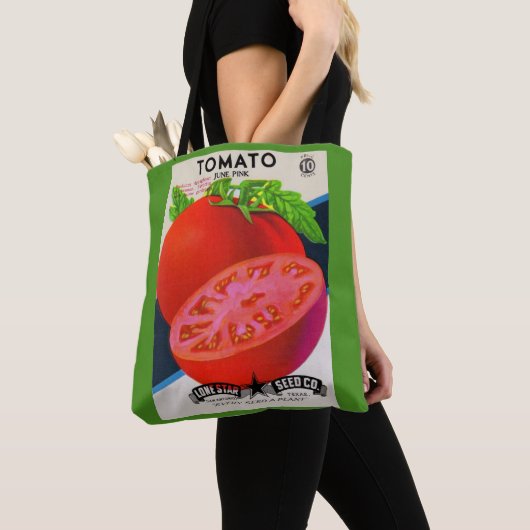 1950s zaadpakket tomaten afdrukken tote bag (Dichtbij)