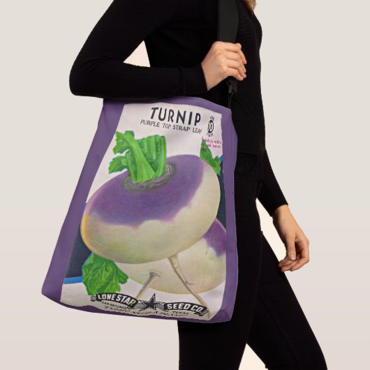 1950s zaadpakket turnips druk crossbody tas (Dichtbij)