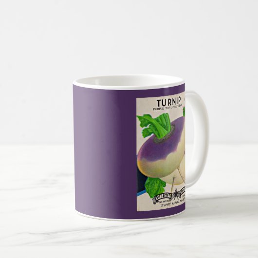 1950s zaadpakket turnips druk koffiemok (Voorkant rechts)