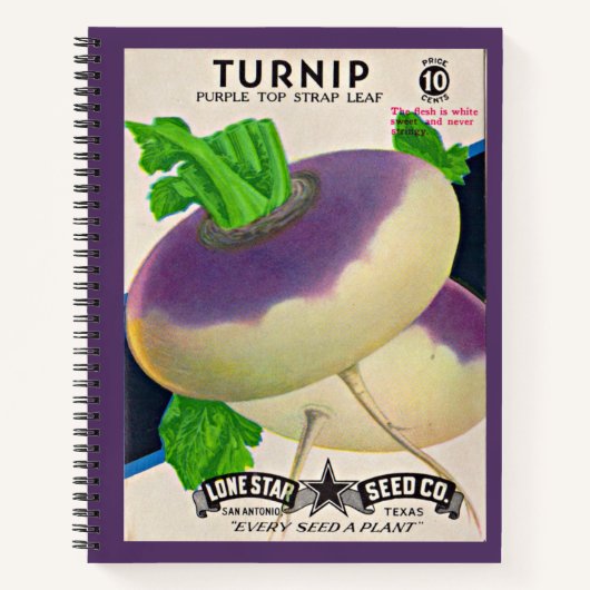 1950s zaadpakket turnips druk notitieboek (Voorkant)