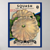 1950s zaadpakket witte squash print (Voorkant)