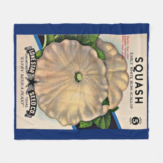 1950s zaadpakket witte squash print fleece deken (Voorkant (Horizontaal))