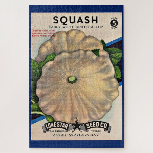 1950s zaadpakket witte squash print legpuzzel (Verticaal)