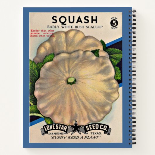 1950s zaadpakket witte squash print notitieboek (Achterkant)