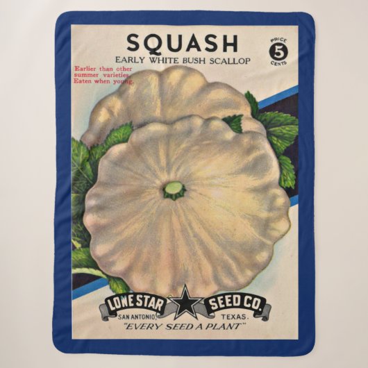 1950s zaadpakket witte squash print sherpa deken (Voorkant)