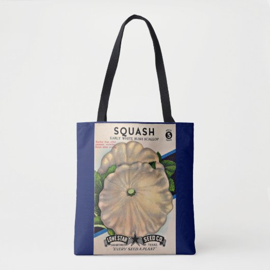 1950s zaadpakket witte squash print tote bag (Voorkant)