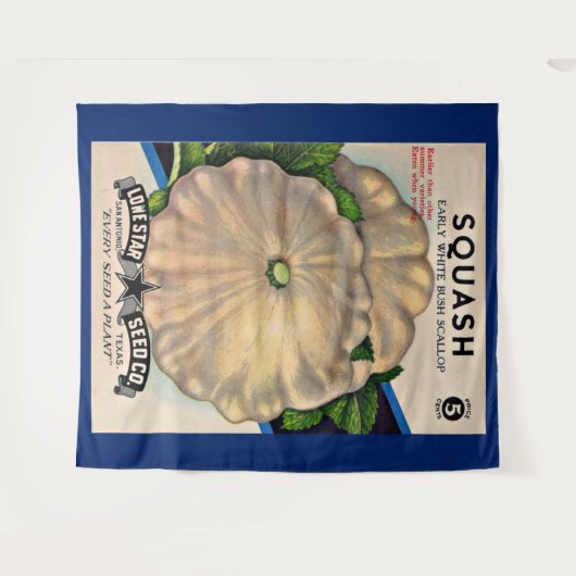 1950s zaadpakket witte squash print wandkleed (Voorkant (horizontaal))