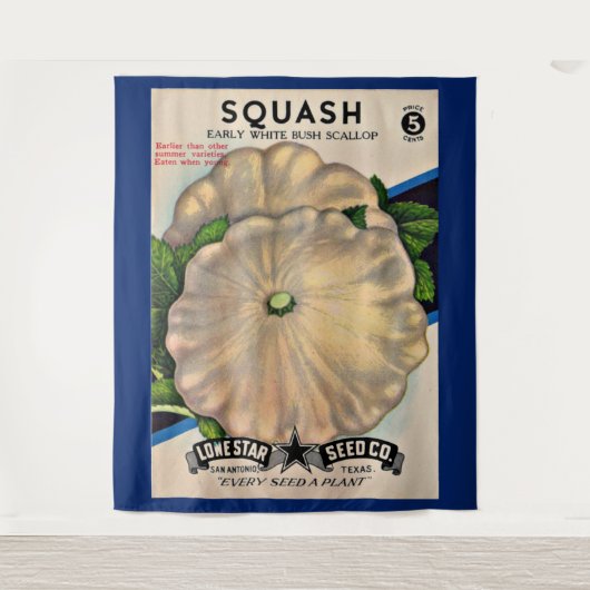 1950s zaadpakket witte squash print wandkleed (Voorkant)