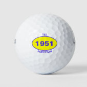 1951 70e verjaardag Gele naam Elk jaar Golfvallen Golfballen (Voorkant)
