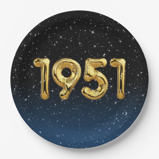 1951 Birthday-ballonnen in sterren Papieren Bordje (Voorkant)