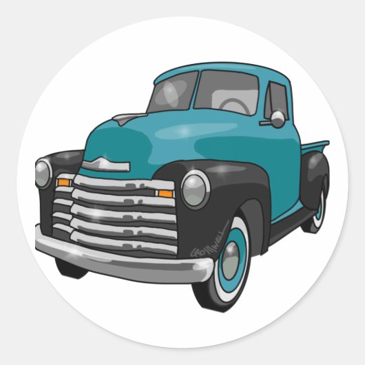 1951 Chevrolet Stepside Pickup Truck Ronde Sticker (Voorkant)