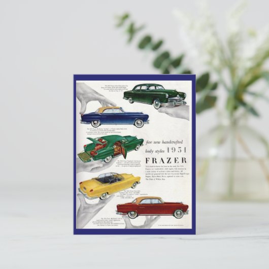 1951 Frazer automobile & Briefkaart (Staand voorkant)