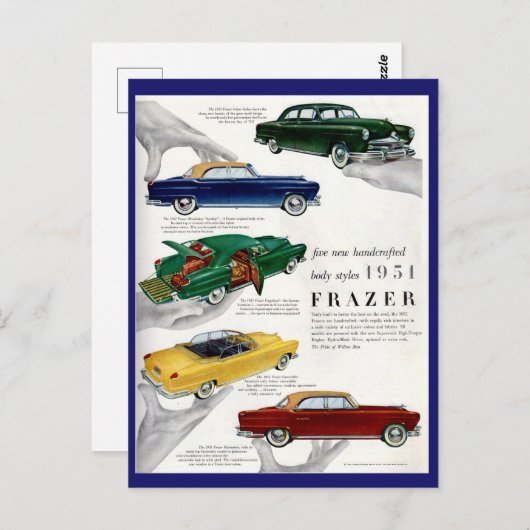 1951 Frazer automobile & Briefkaart (Voorkant / Achterkant)